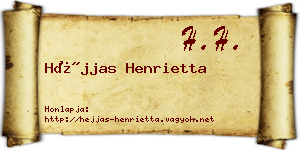 Héjjas Henrietta névjegykártya